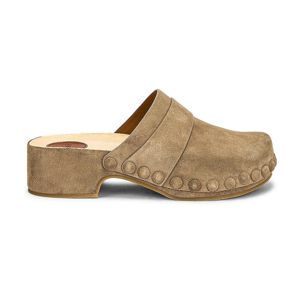 Chloe Suede Dark Greige Joy Clogs Size 39 EU / US 9 NWT